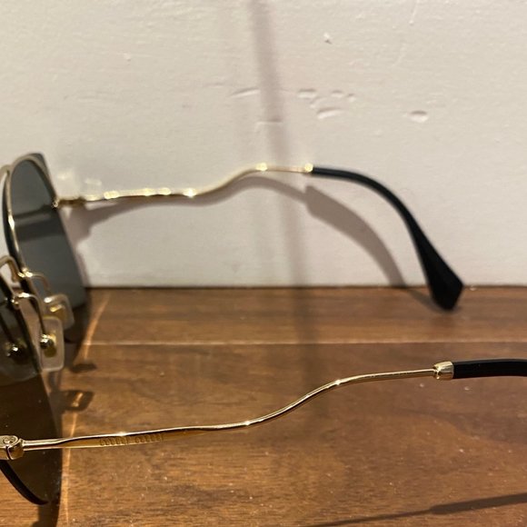 MIU MIU Black Gold Rimless Butterfly Sunglasses - Picture 3 of 3